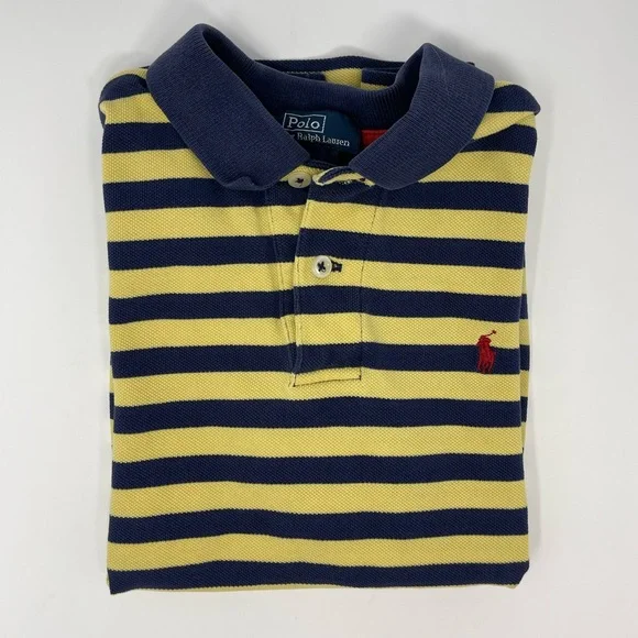 POLO By RALPH LAUREN: Navy/Yellow Striped Polo Shirt, Size 7 - Picture 4 of 4